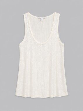 BANANA REPUBLIC White Sequins Tank Top XS